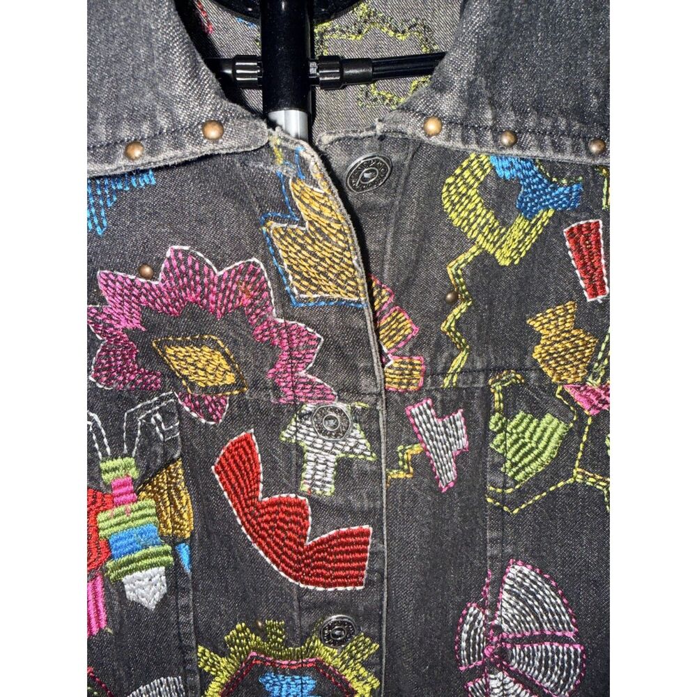 Vintage Y2k 90s Era Multiples Embroidered Denim Jacket - Picture 5 of 8